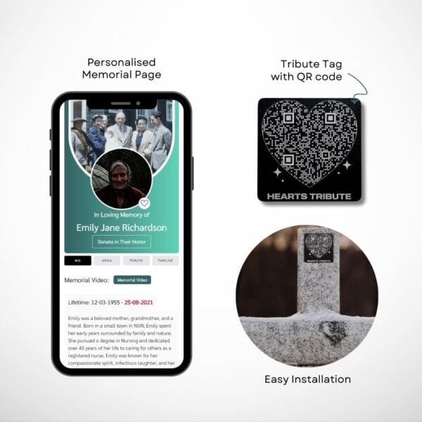 Tribute Tag By Hearts Tribute - QR Code Memorial Page For Gravestone