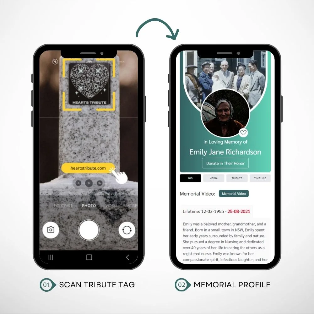 Scan tribute tag then get your memorial profile